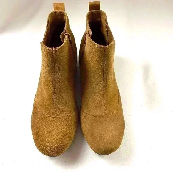 Tom’s Brown Suede Bohemian Almond Toe Zip Comfort Walking Wedge Booties (6) - Picture 5 of 12